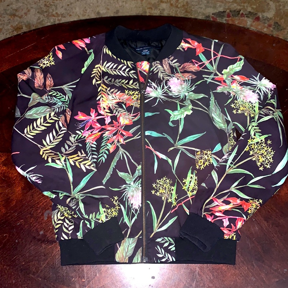 French Connection botanical floral print wind breaker light jacket